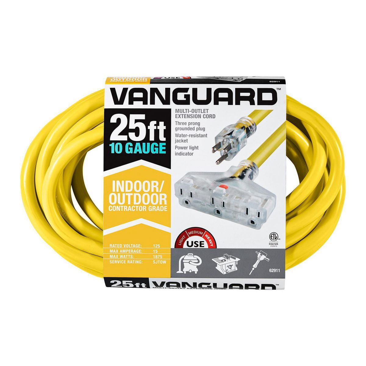 25 ft. 10/3 Gauge Triple-Tap Extension Cord, Yellow X71940