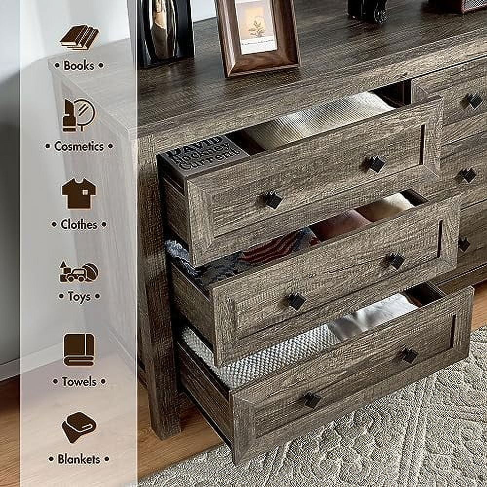 6 Drawer Wood Dresser Dark Oak B431334