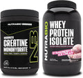 Unflavored Creatine Monohydrate and Strawberry Whey Protein Isolate Supplement Bundle L731