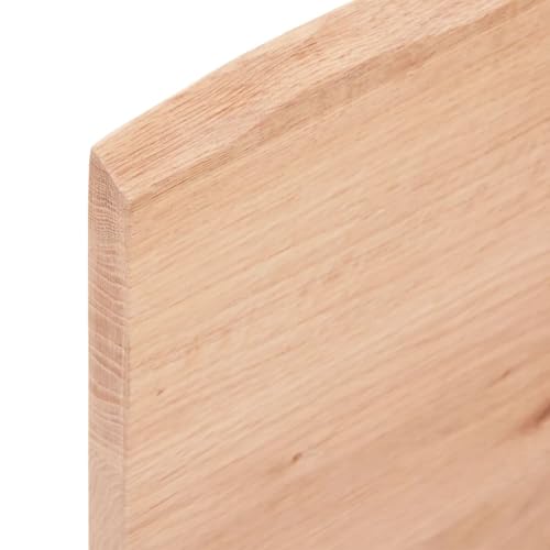 Solid Oak Wood Bathroom Countertop Light Brown Handmade Live Edge Vanity Top with Varnish Finish 15.7"x11.8"x(0.8"-1.6") D395265