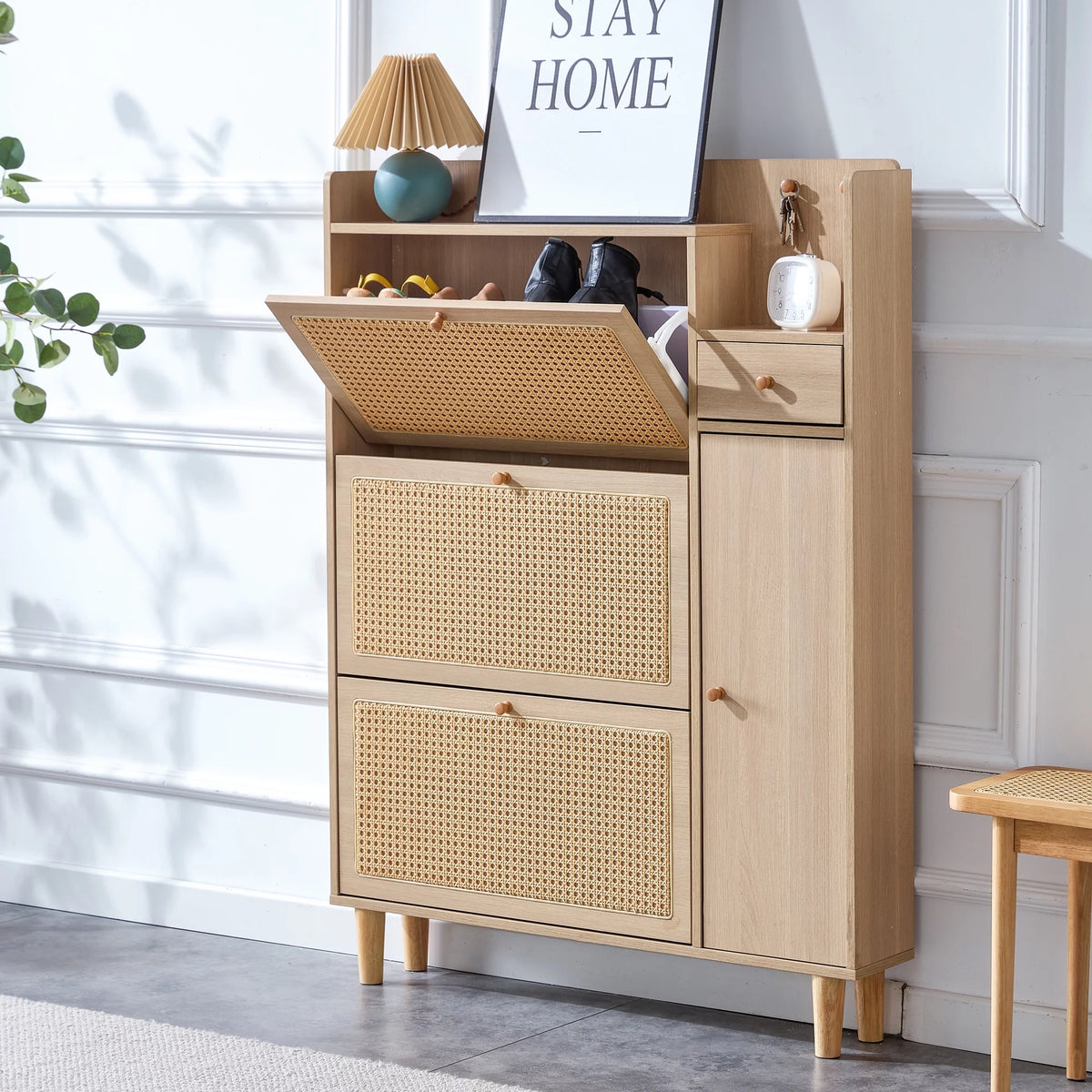 MDF Rattan 5 Drawer Storage Cabinet I591