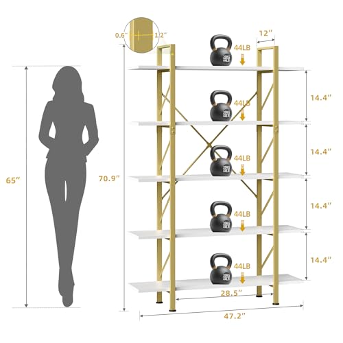 5 Tier Gold Bookshelf U5169