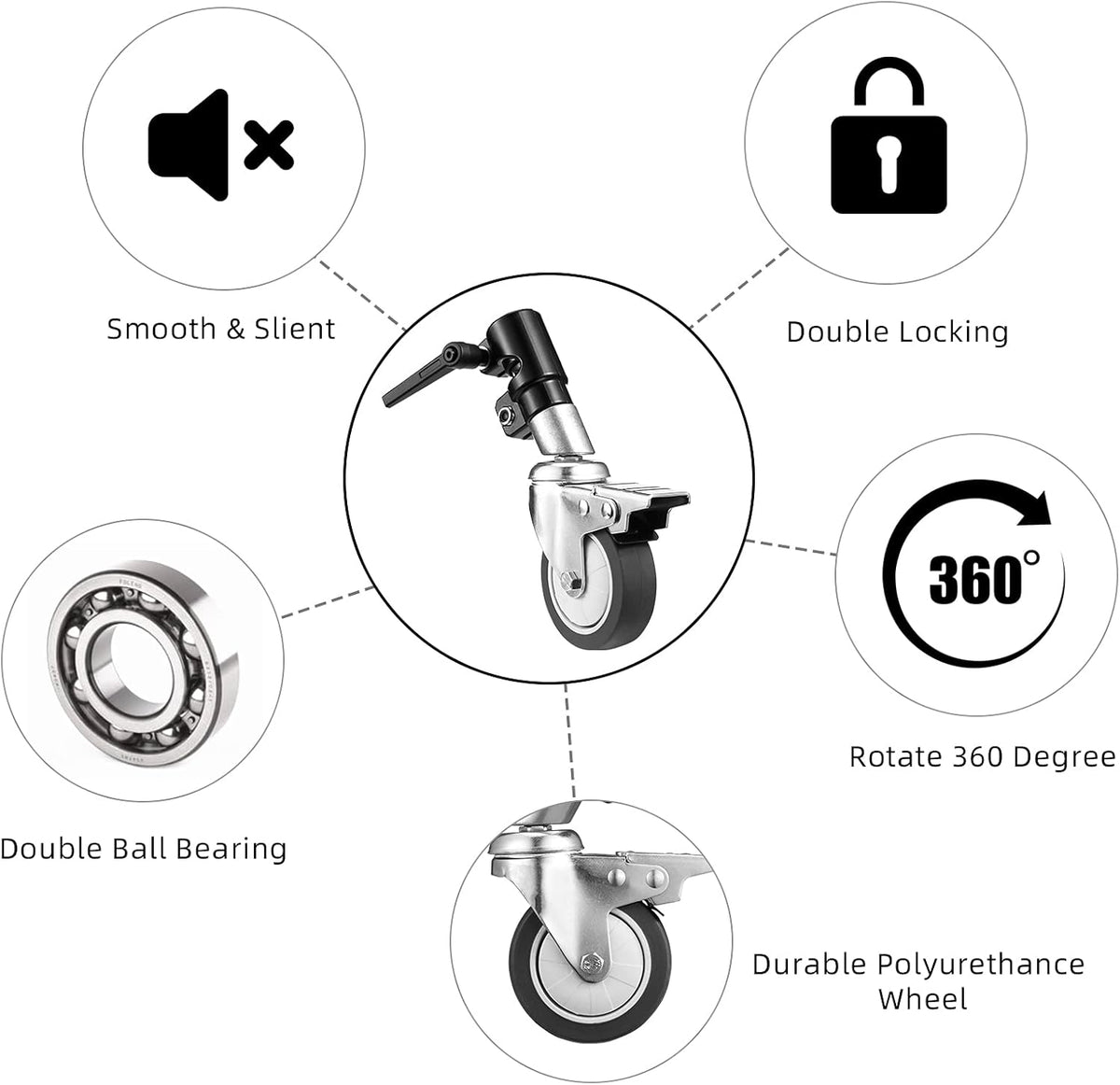 Swivel Caster Set of 3 with Brake for C Stand T2663