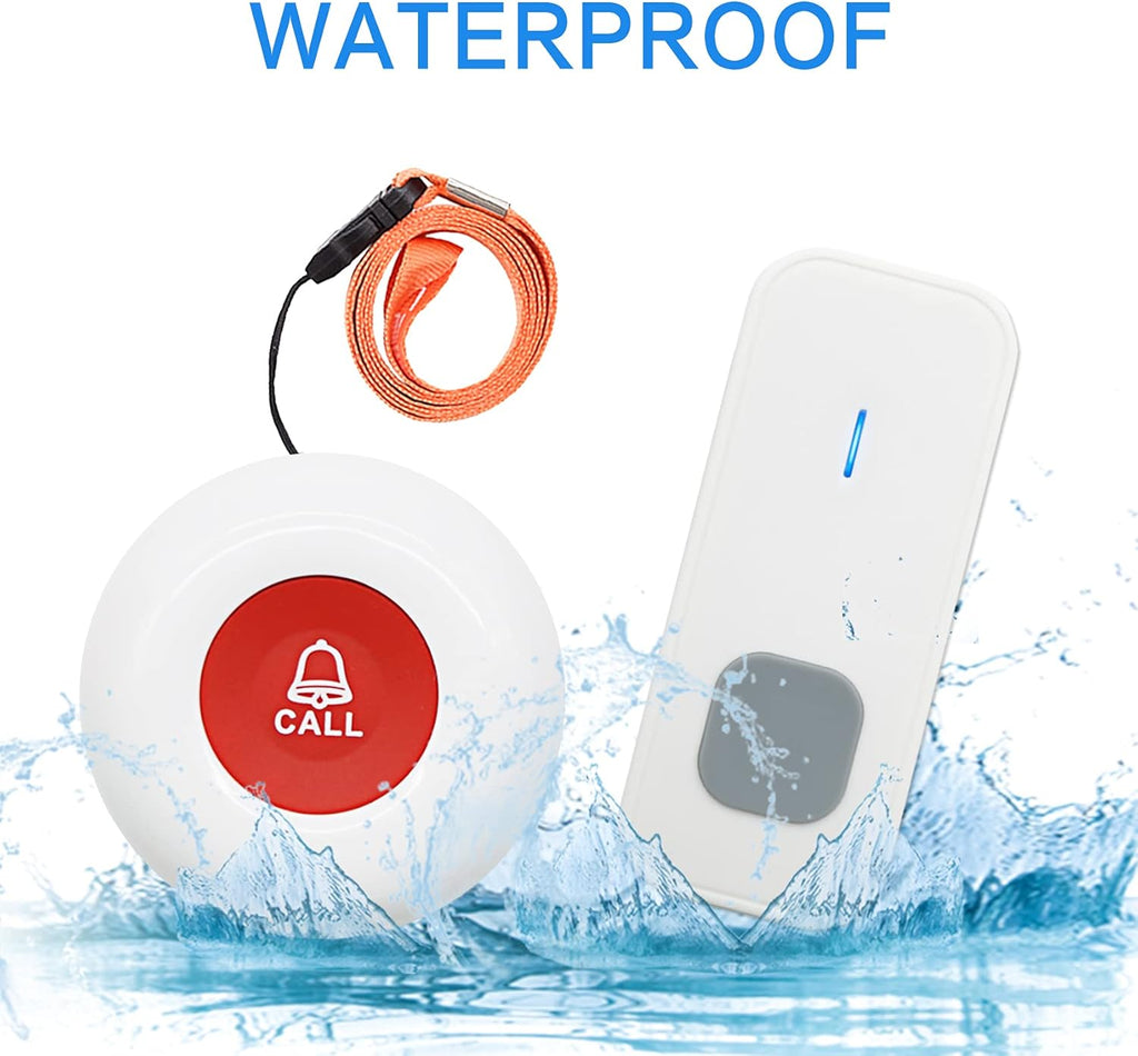 Elderly Call Button with 2 Receivers & 1 Waterproof Transmitters & 1 Doorbell T259893
