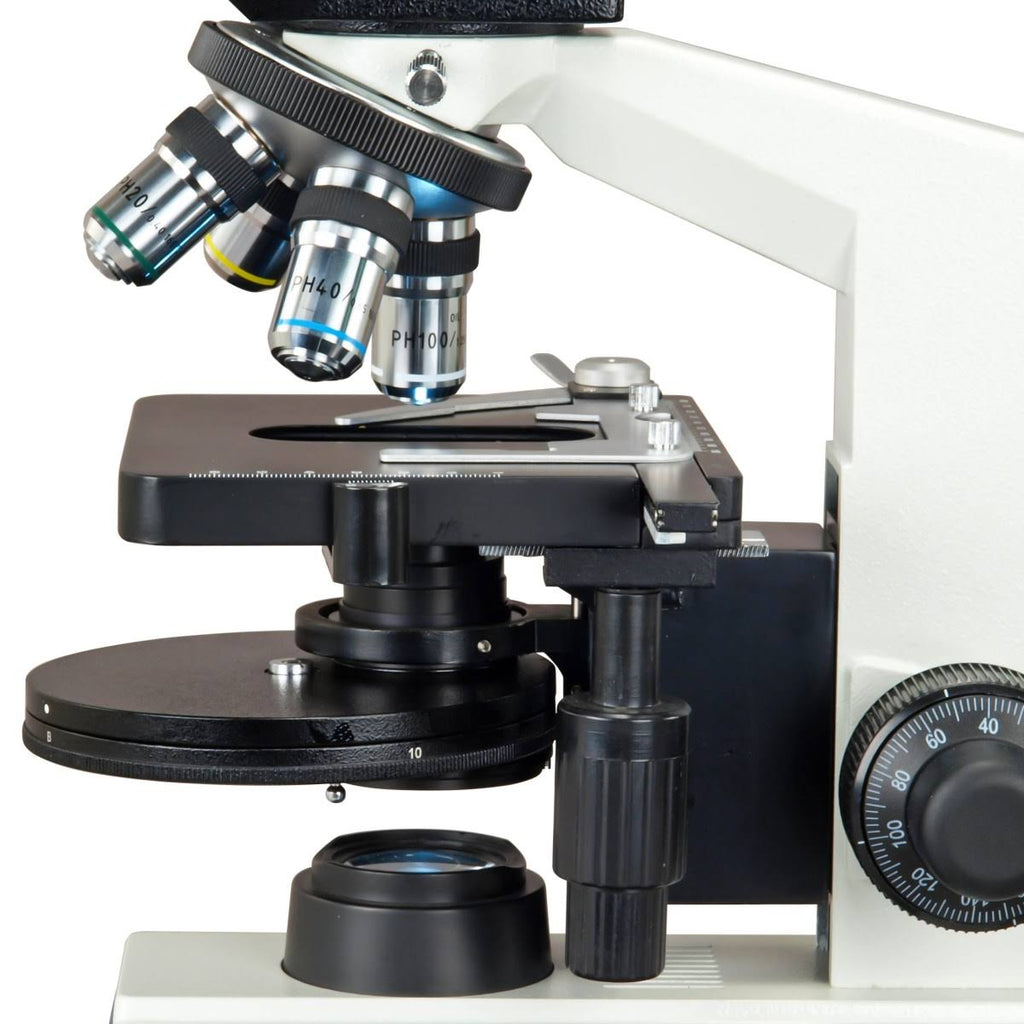 40X-2500X LED Trinocular Compound Microscope with Phase Contrast Kit C2313