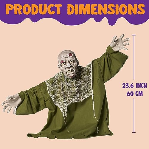 Animated Zombie Groundbreaker Halloween Decoration with Movable Arms I317