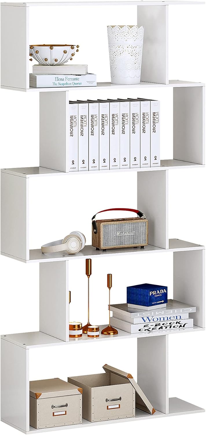 5 Tier S-Shaped Wooden Bookshelf L786258
