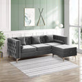 Velvet Grey L-Shaped Sectional Sofa with Chaise A16746