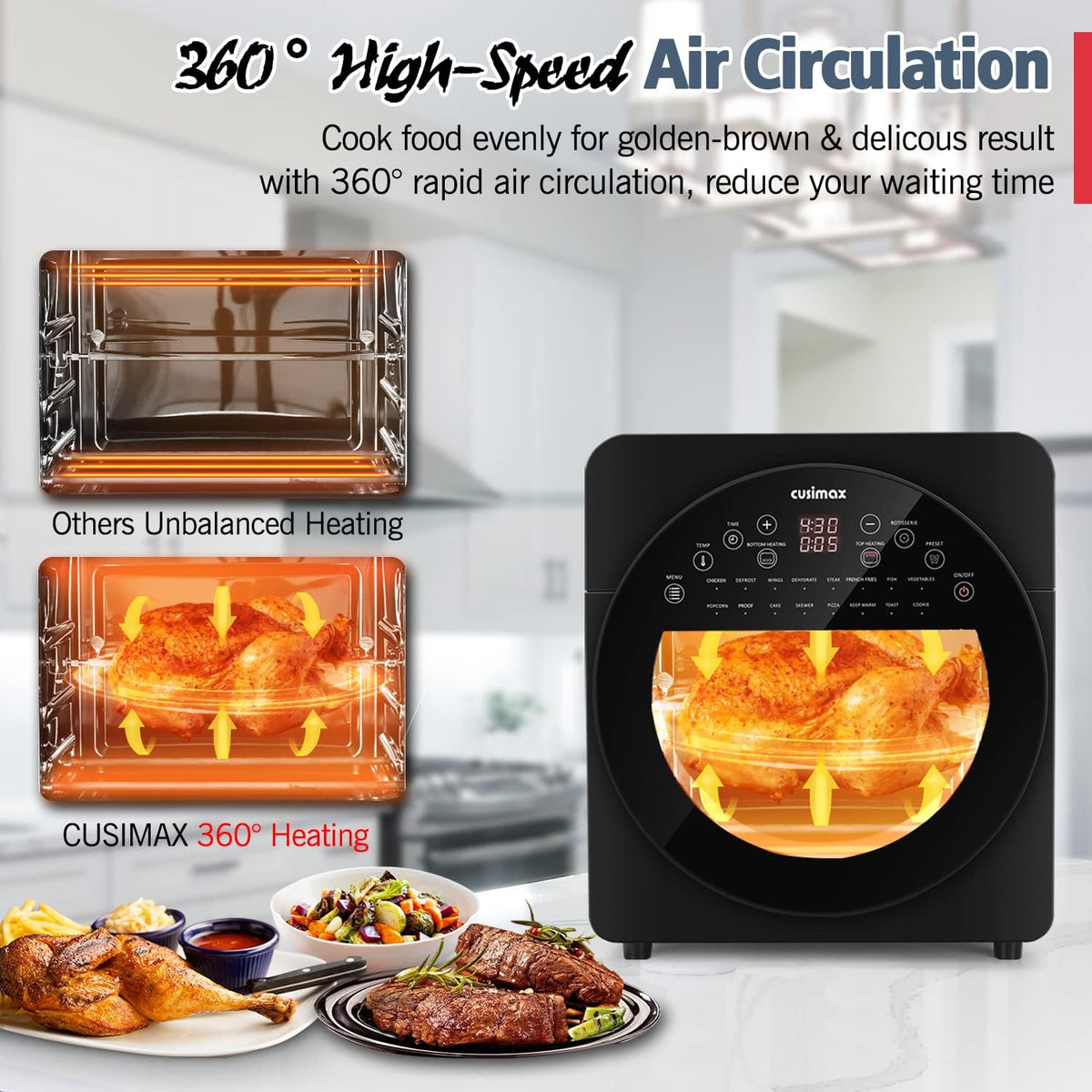 15.5 Quart Air Fryer Toaster Oven with Rotisserie & Dehydrator, Black Z335191