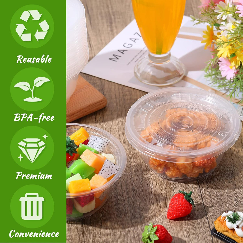 50 Pack Clear Plastic Salad Bowl With Lid Disposable 16.9oz I198613