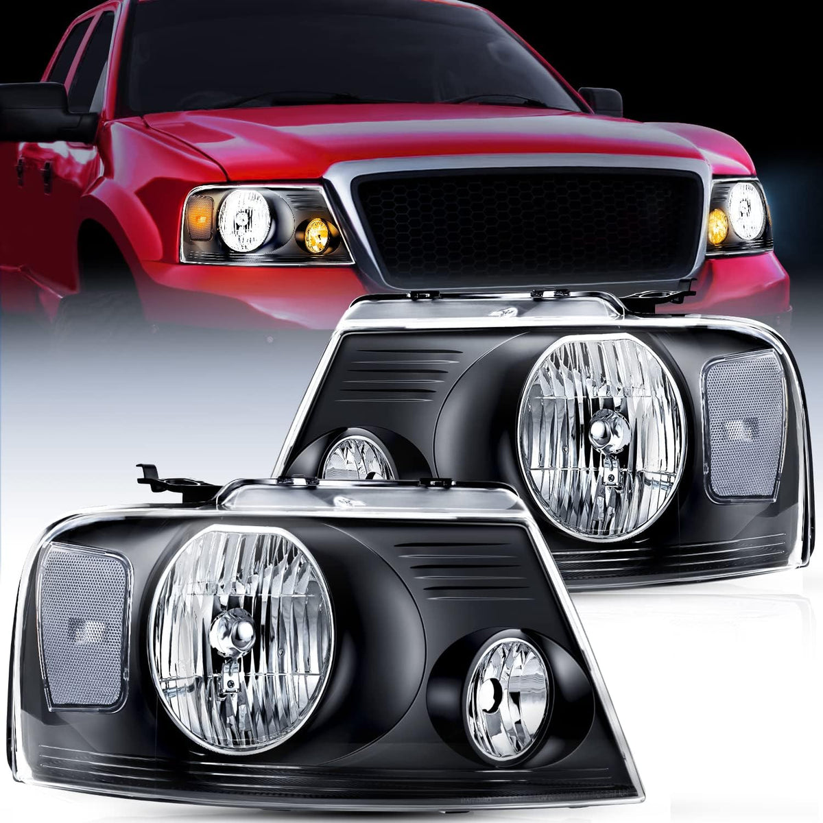 Chrome Housing Amber Reflector Headlight Assembly Replacement R284764