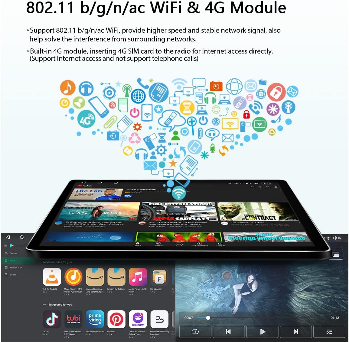 8 Inch Touch Screen Car Stereo with 4GB RAM 64GB ROM H5811