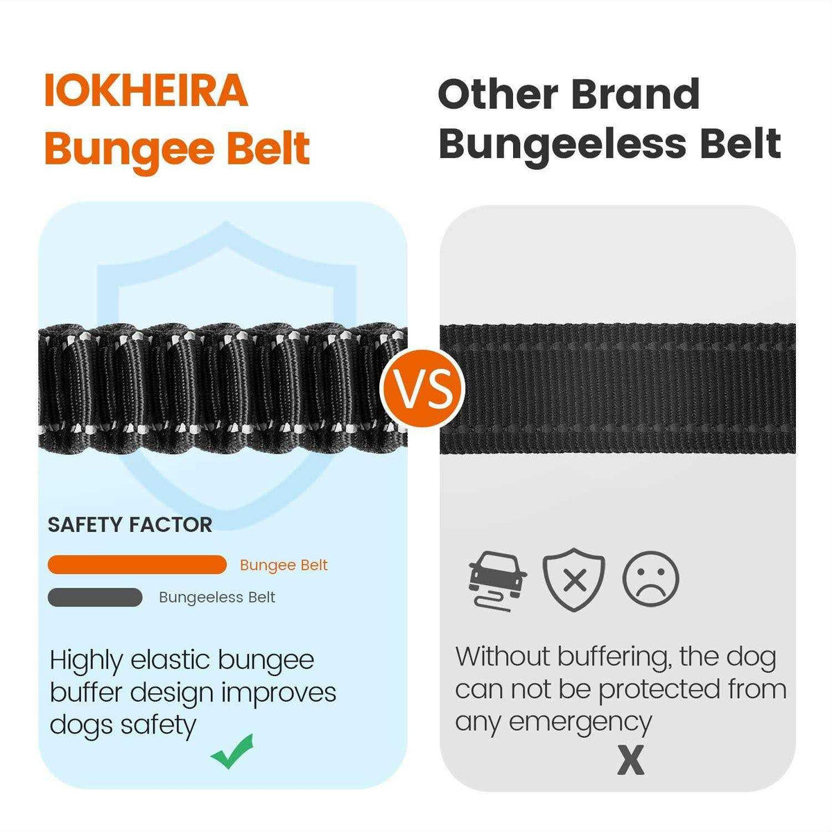 Dog Seat Belt Car Harness Reflective Bungee E811