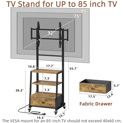 Rolling TV Stand with Wheels and Mount N923