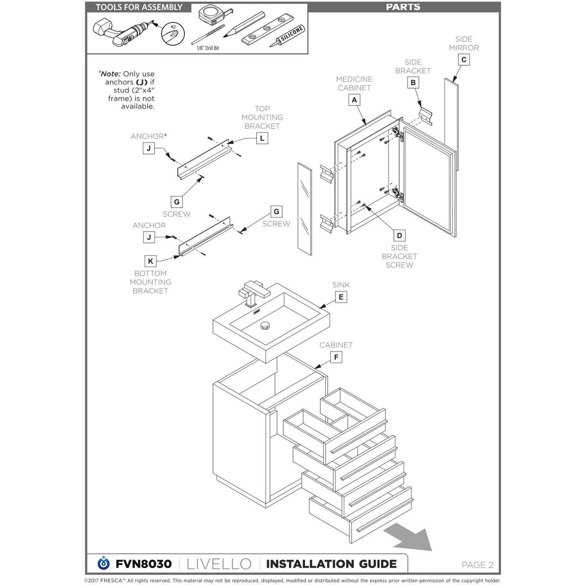 Gray Oak Bathroom Cabinet with Integrated Sink Y88136