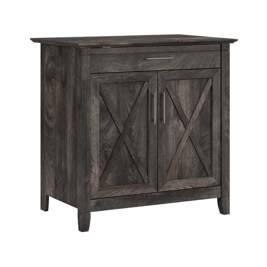 Pure White Oak Secretary Desk with Keyboard Tray and Storage Cabinet X956776