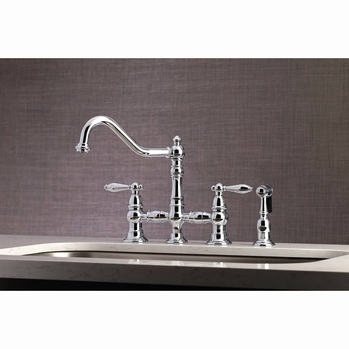 Polished Chrome Kitchen Faucet with Side Sprayer N919705