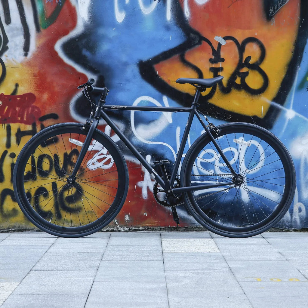 700C 58 In Single Speed Fixed Gear Bike, Black T739