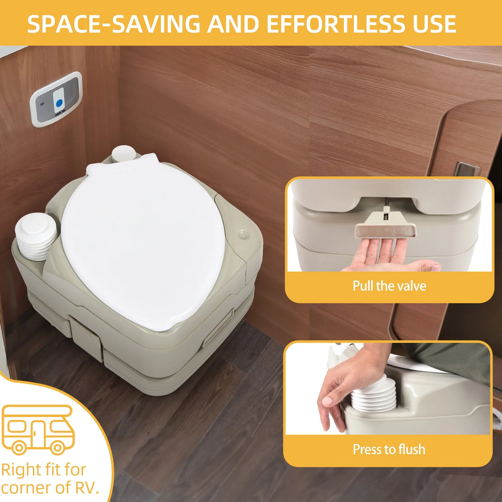 Portable Toilet, 2.6 Gallon, Gray & White F66181
