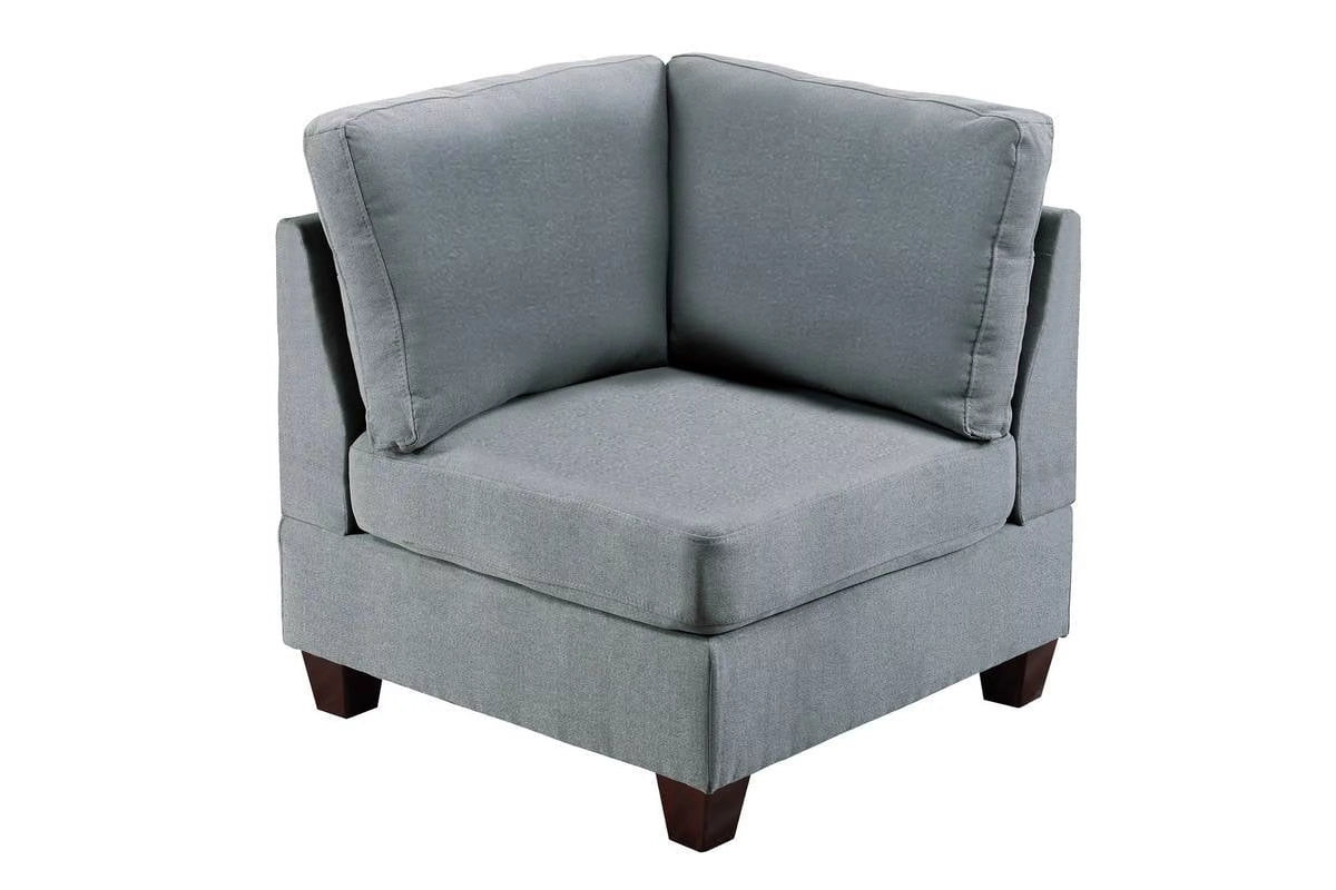 Grey Linen Like Fabric 6Pc Modular Sectional I7814