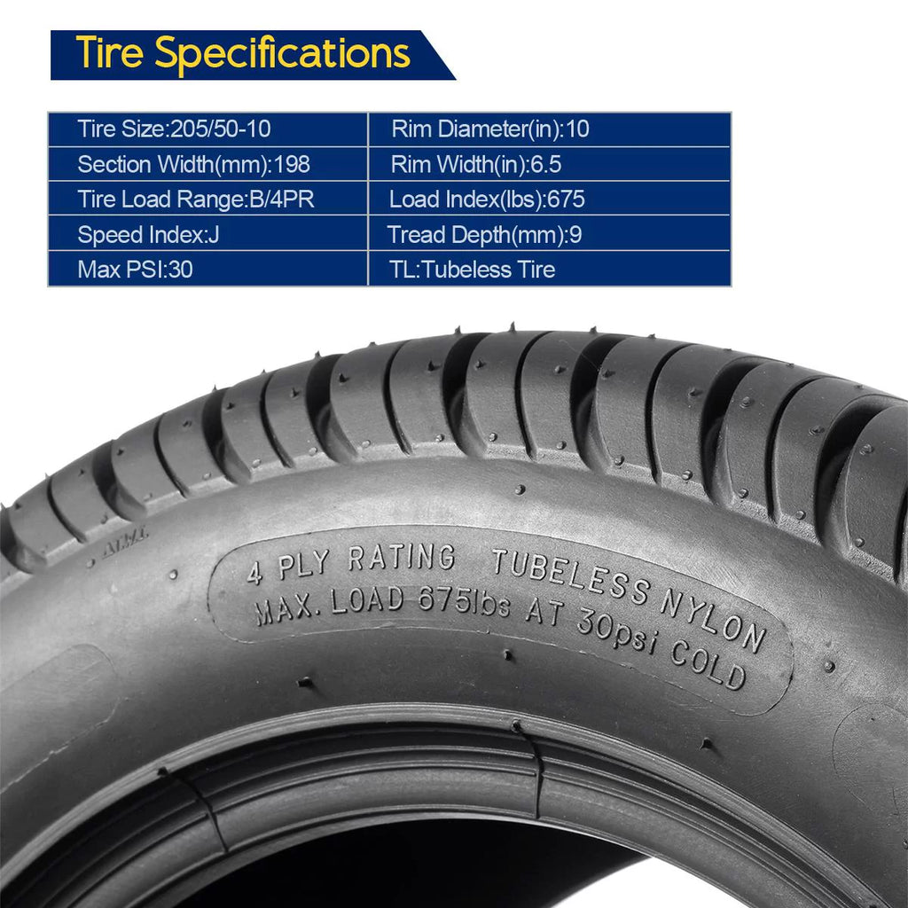 Golf Cart Tires 205/50-10 4Pcs F959