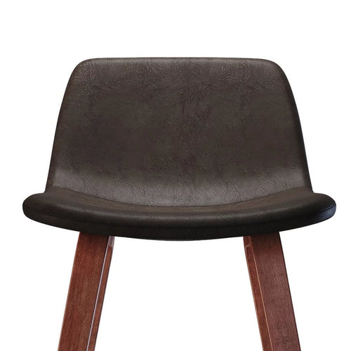 26" Counter Stool Set of 2 Distressed Brown Faux Leather Y771