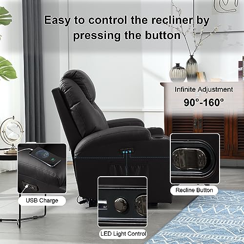Brown PU Leather Power Recliner Chair with Heat and Massage J685510