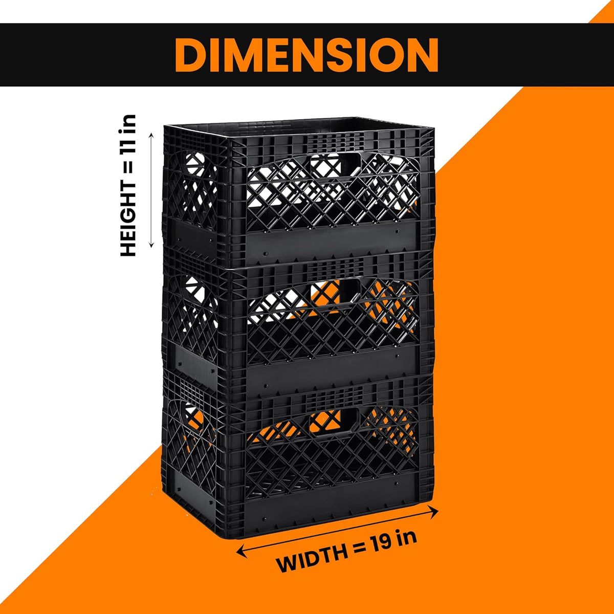 Black 24QT Heavy-Duty Plastic Milk Crate B1553