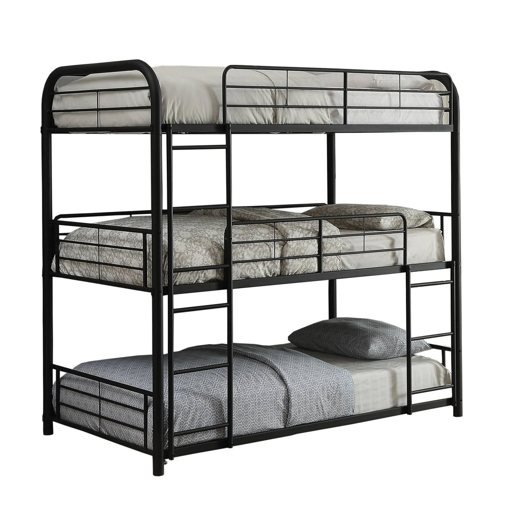 Triple Bunk Bed Full Sandy Black C38271