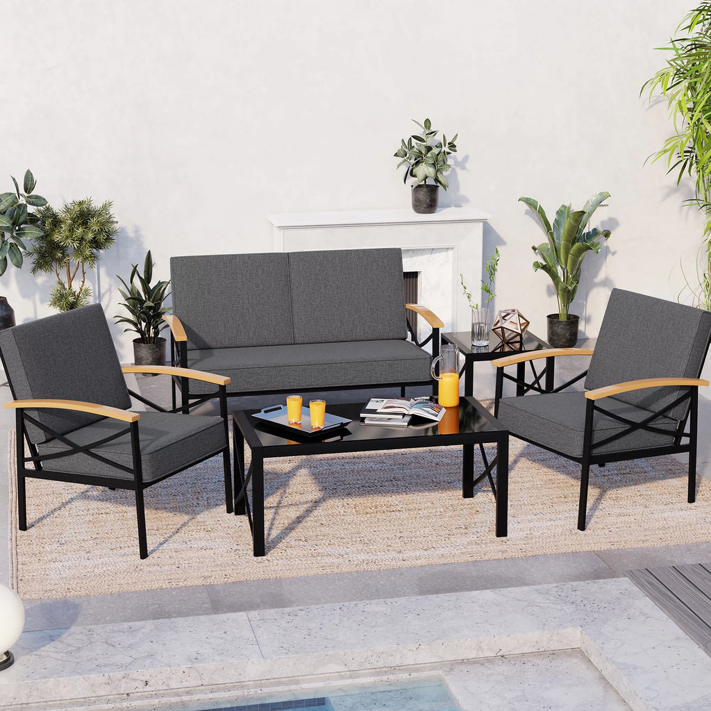 5 Piece Patio Conversation Sectional Set J768864