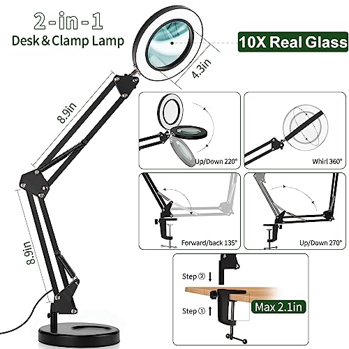 10X Magnifying Desk Lamp with Clamp, White A860332