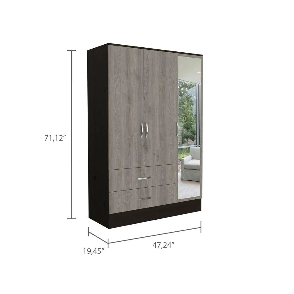 Black Light Gray Mirrored Armoire A273