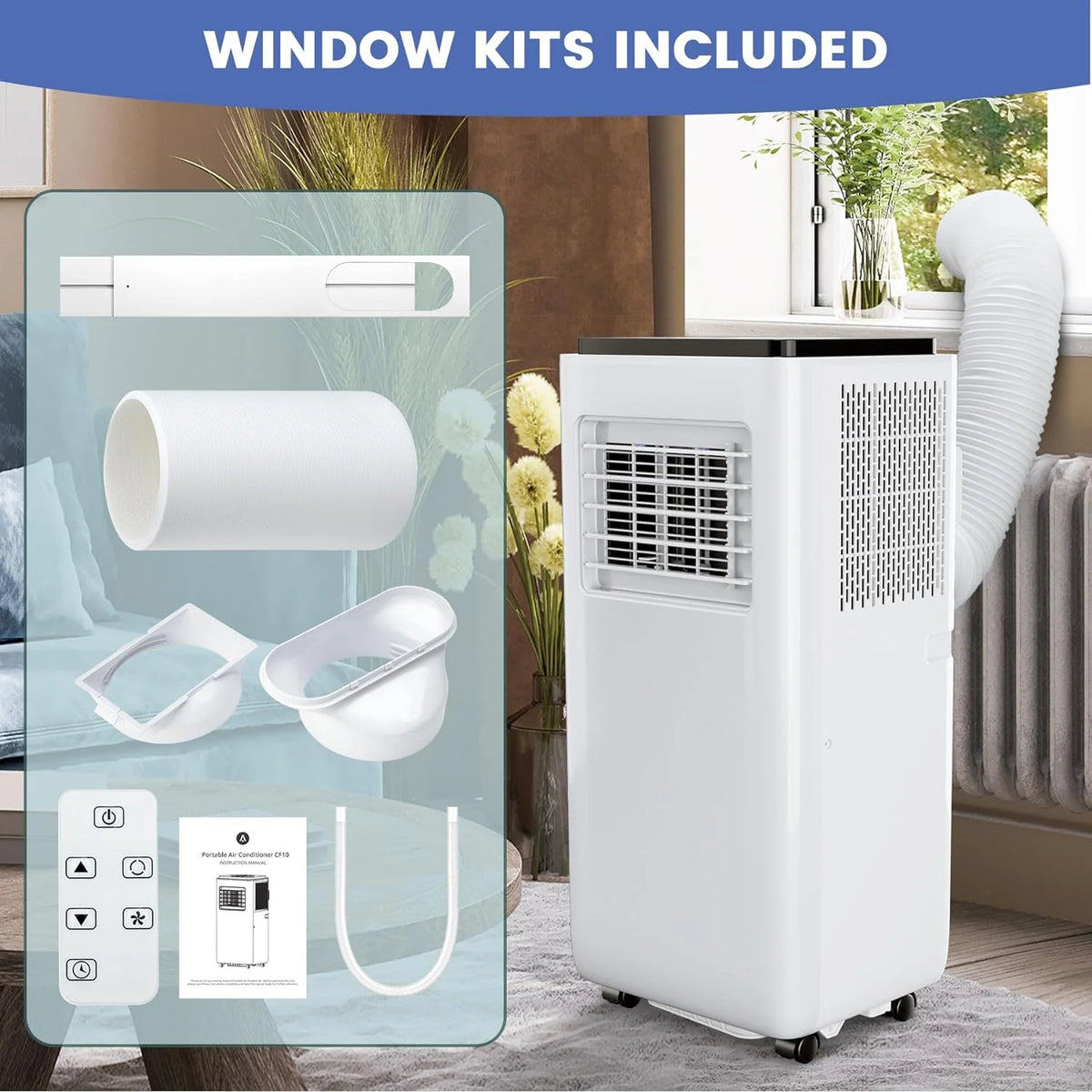 10000 BTU Portable Air Conditioner with Remote Control, White T23676
