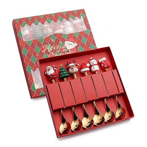 Stainless Steel Christmas Tree Tea Spoon Set 6pcs G43812