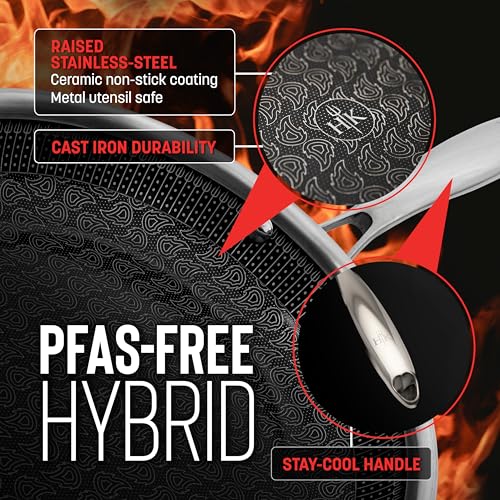 8" Frying Pan, Tri-Clad Stainless Steel and Nonstick Ceramic, Non Toxic Cookware O349637