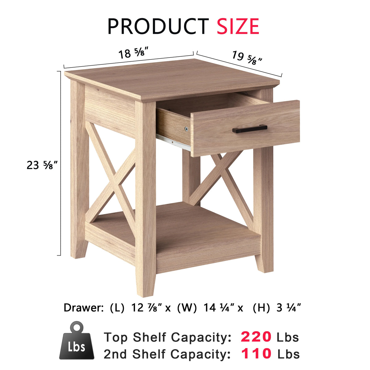 Farmhouse X-Design End Table with Storage Drawer L83591