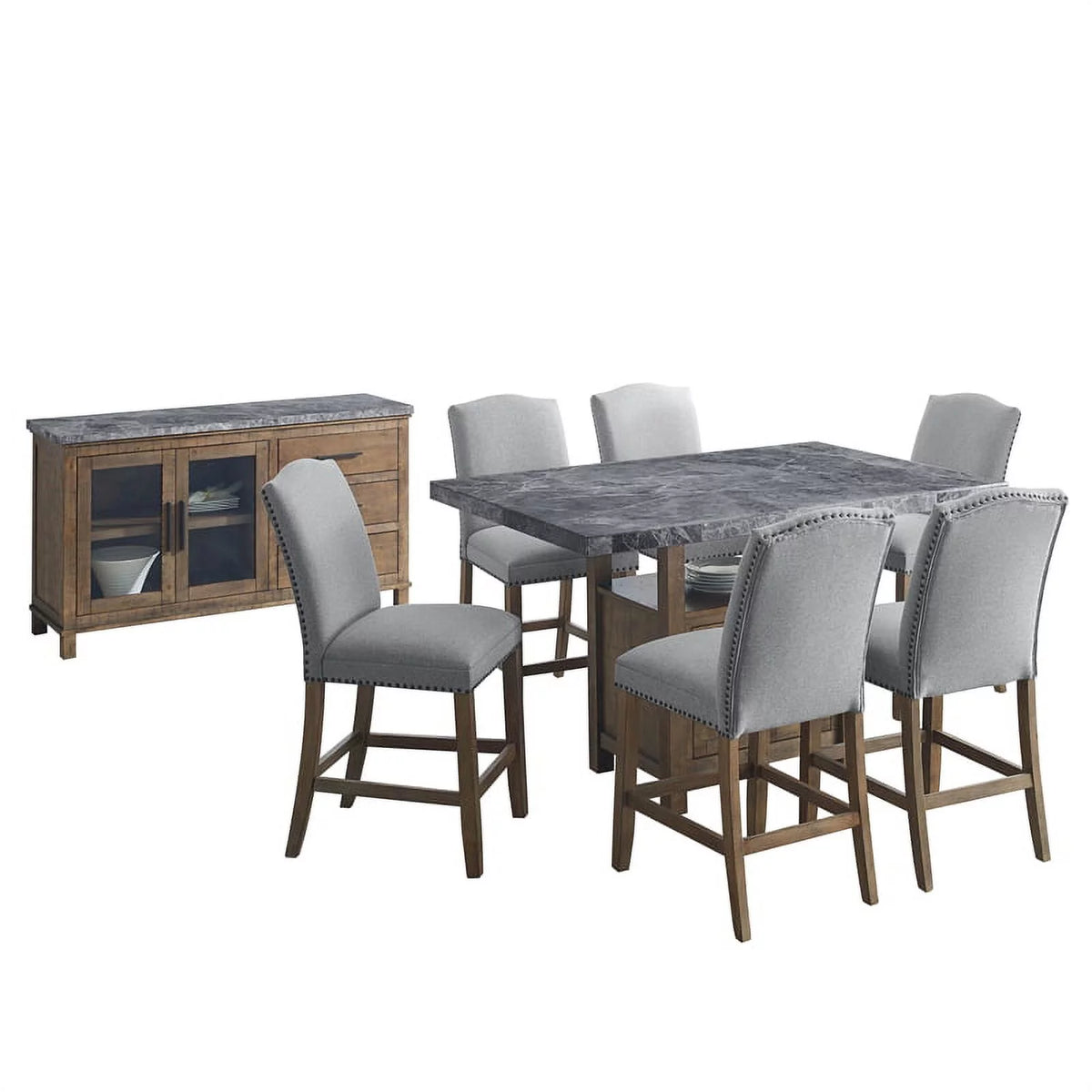Gray Marble Counter 8-Piece Dining Set D393