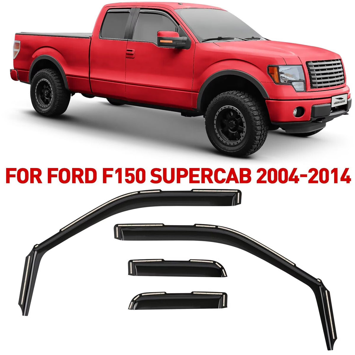 4 Pieces In-Channel Window Deflectors for Ford F150 SuperCab U5508