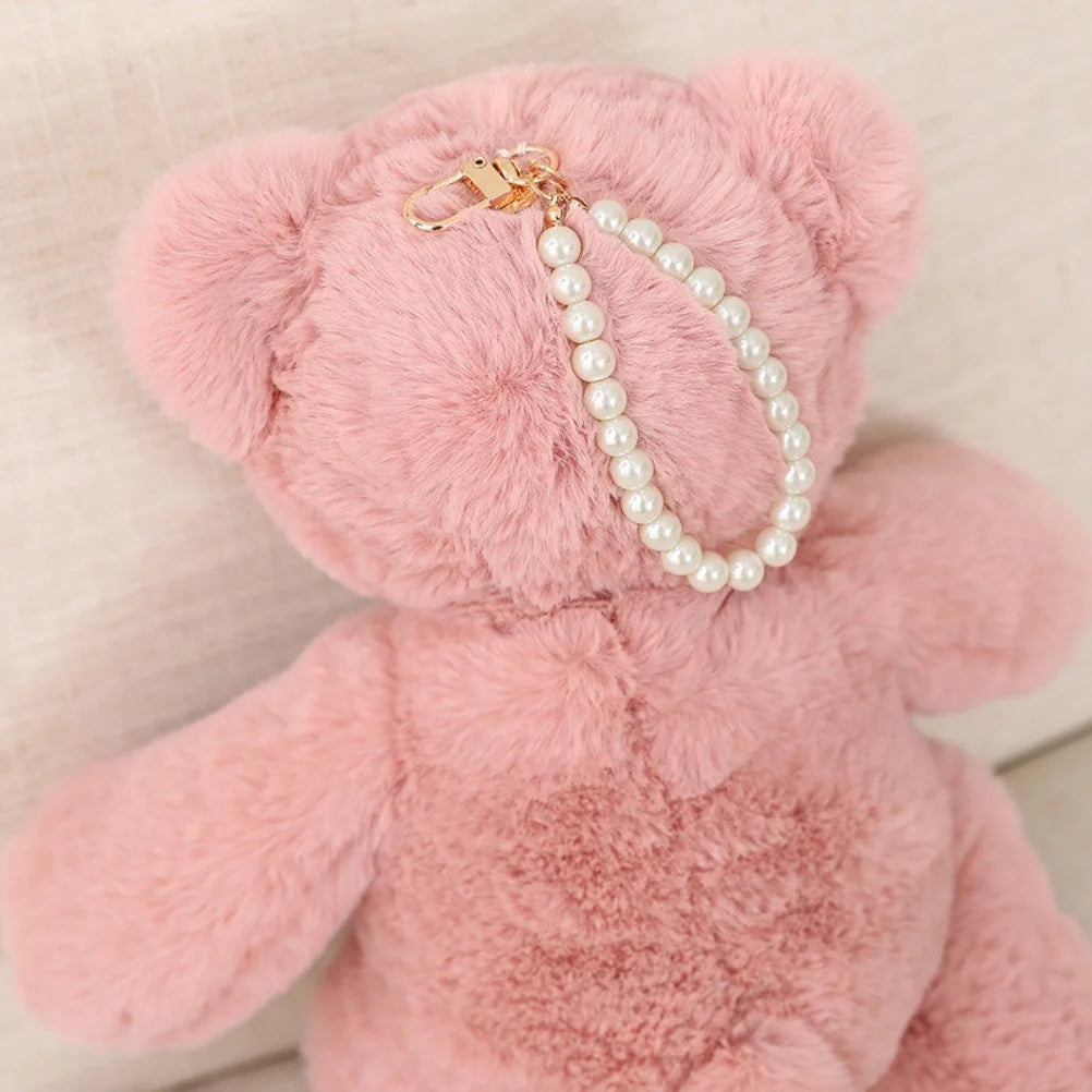 Teddy Bear Plush Toy with Pearl Chain Clasp U668