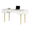59.5"W Engineered Wood Desk in White/Gold Finish U73120