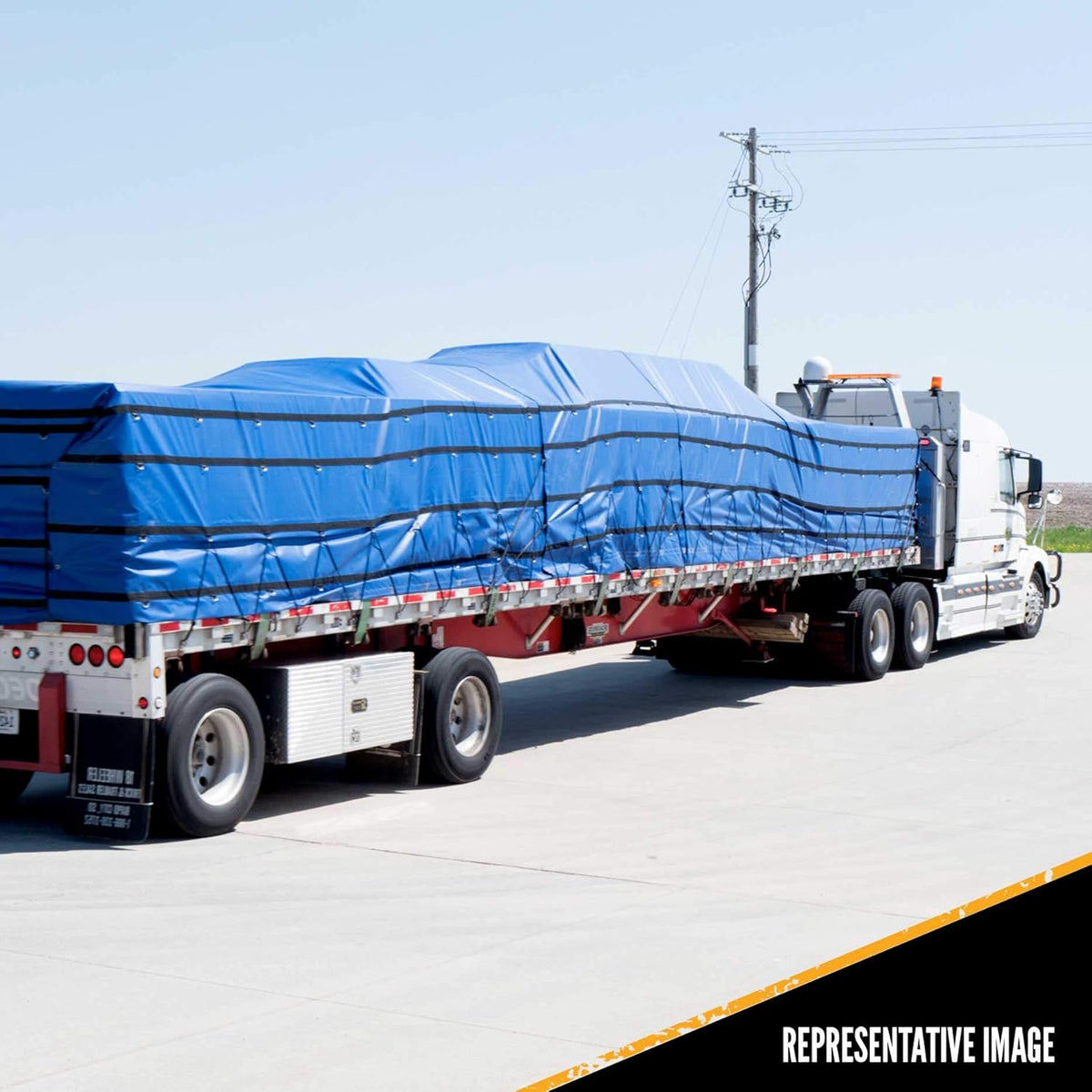 18 Ounce Blue Lumber Tarp with 4 Foot Drop and Flap H2517