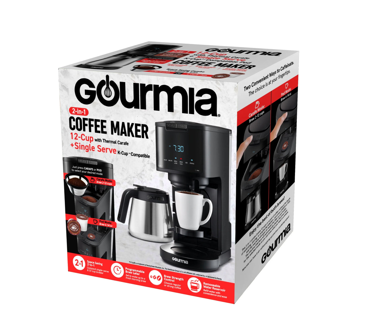 Single Serve + 12 Cup Drip Coffee Maker Thermal Carafe U4926
