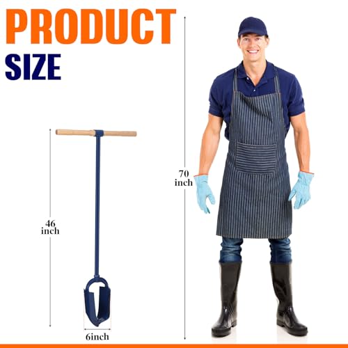 6"x 46" Adjustable Industrial Hand Auger Post Hole Digger with Non-Slip Hardwood T Handle W226682