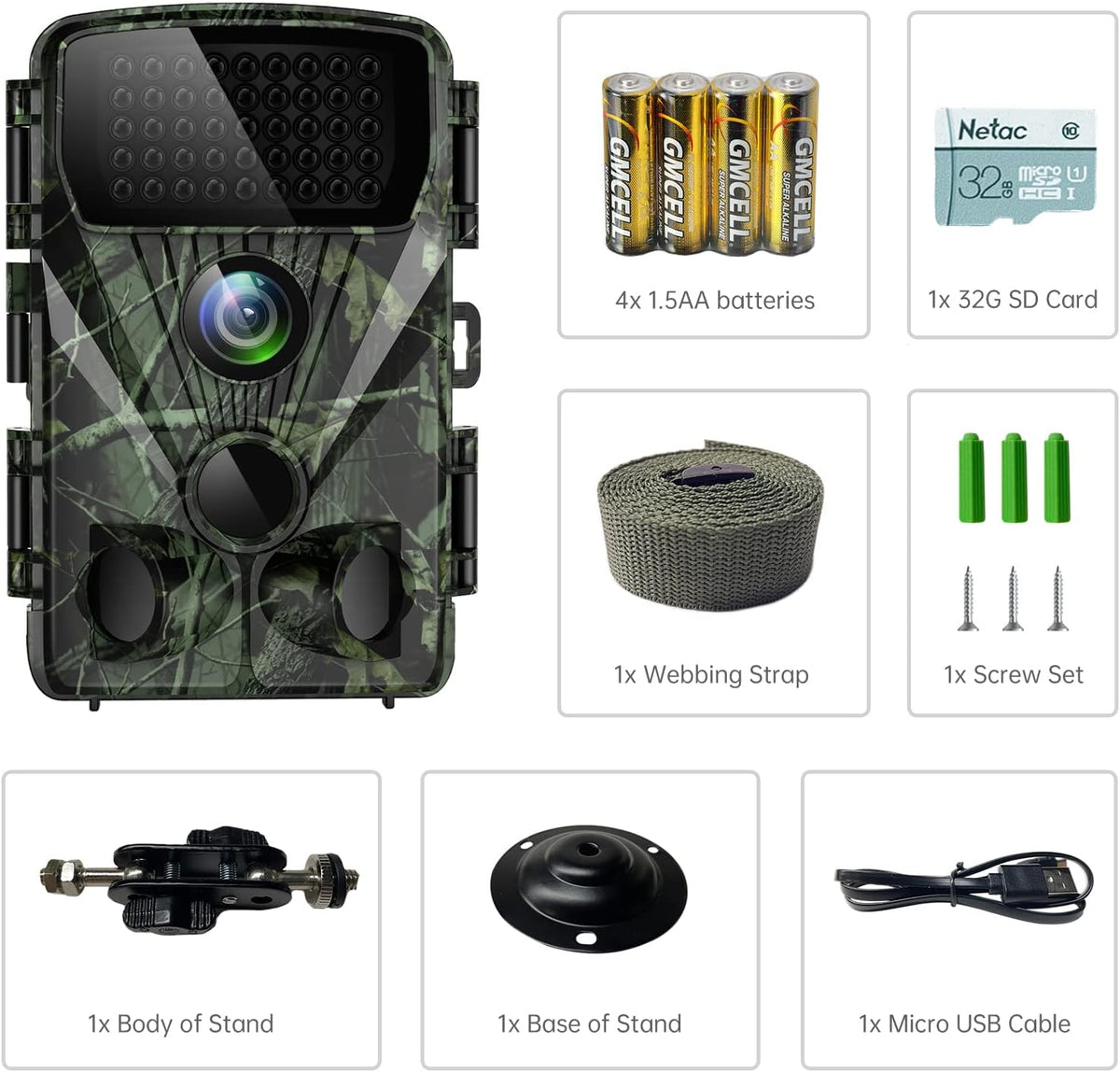 4K 30MP Trail Camera with Night Vision, 120° Wide Angle, IP65 Waterproof B47797