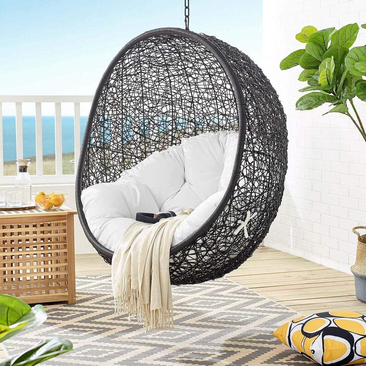 Black Turquoise Outdoor Patio Lounge Chair S780814