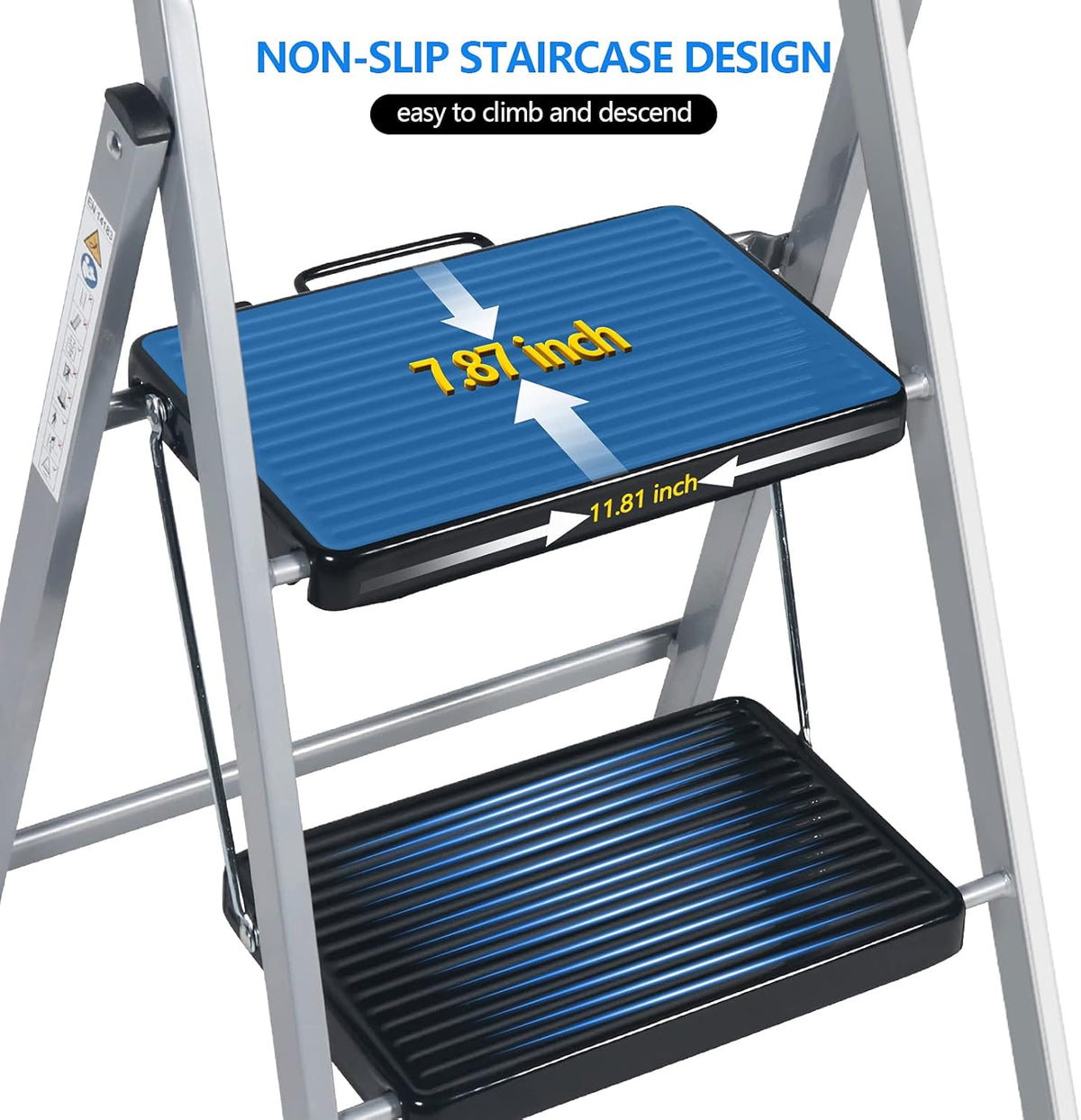 2 Step Folding Step Stool with Anti-Slip Feet Q510039