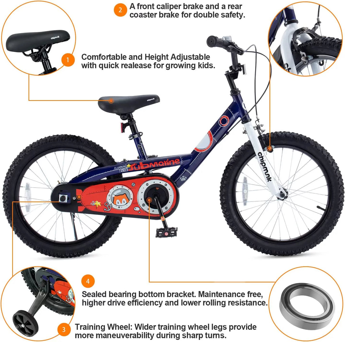 18 In Blue Steel Bike with Kickstand I83997