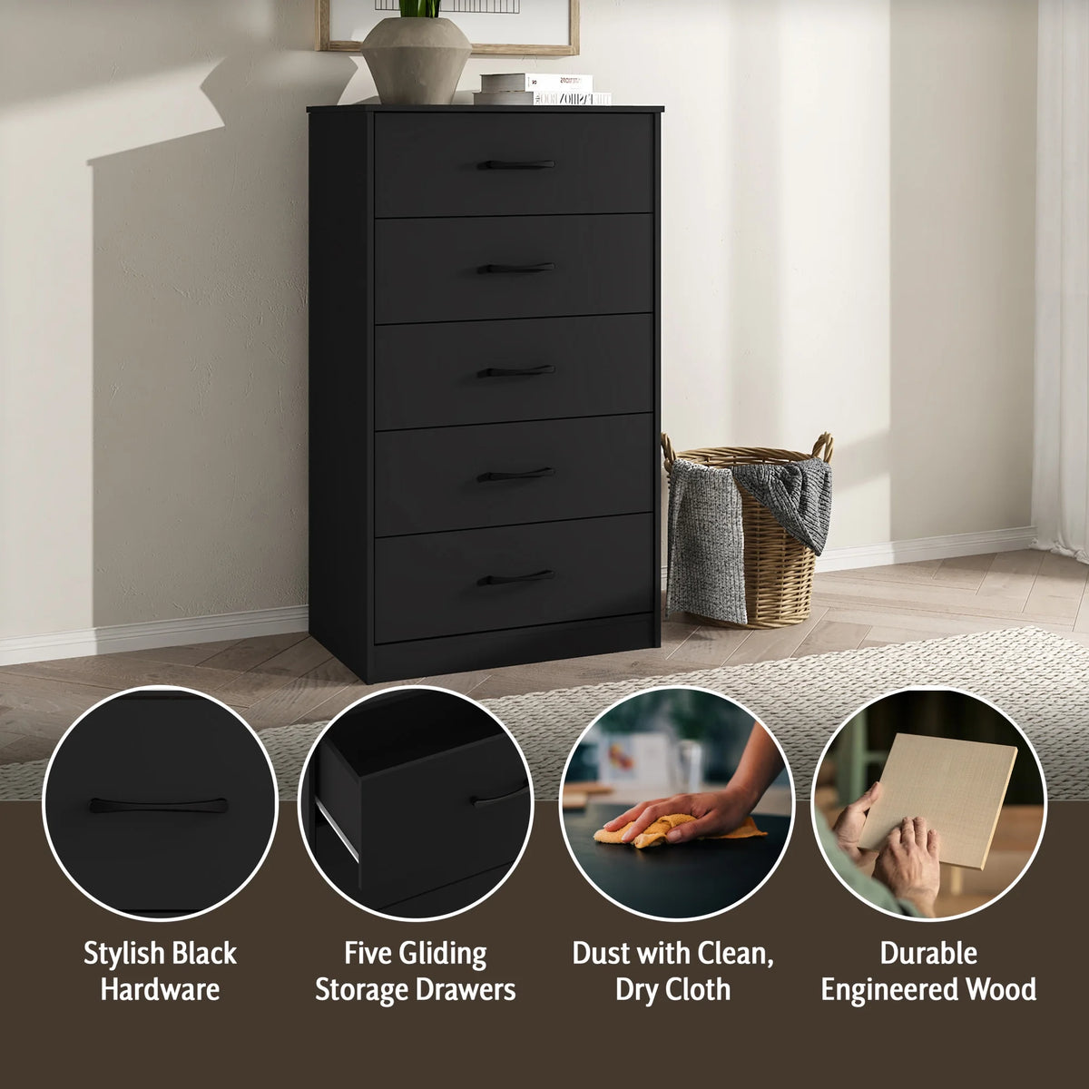 White 5 Drawer Dresser H2943