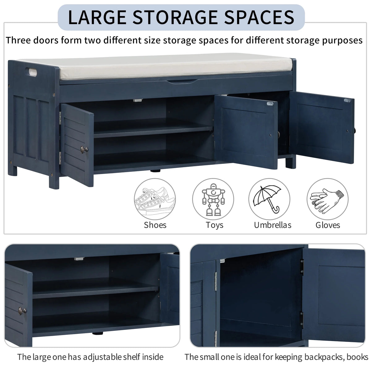 Blue Storage Bench R48363