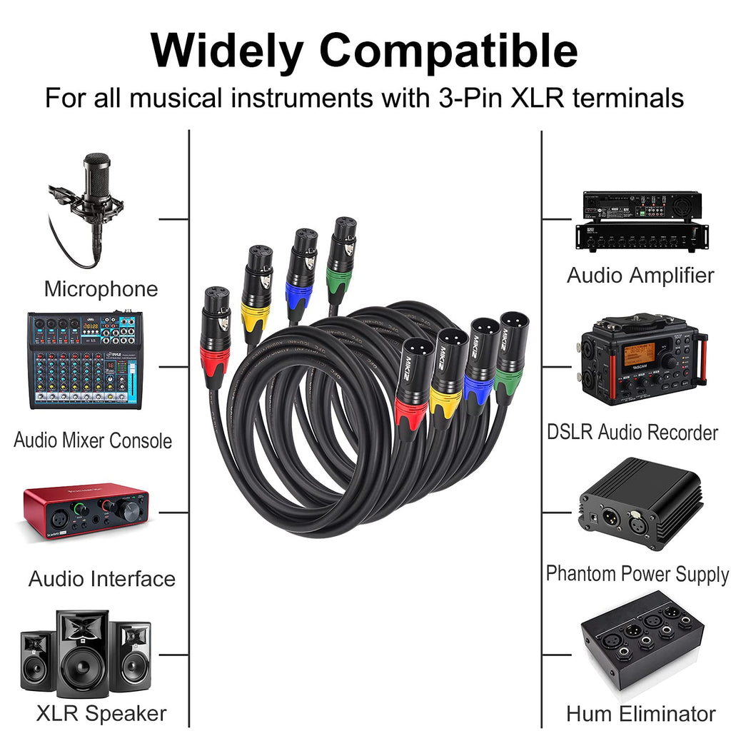 XLR Microphone Cables 25ft 4 Pack Balanced Male to Female Cable Pack of 2 U459967